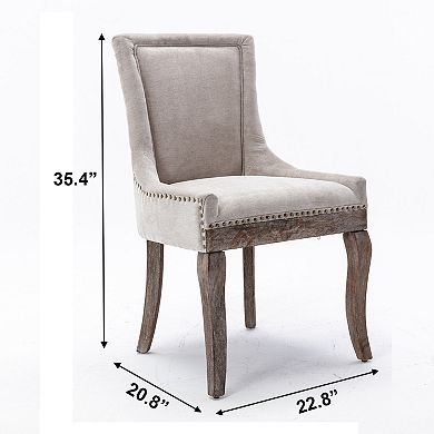 Upholstered Dining Chairs Set of 2 Fabric Seat Wood Legs for Dining Room