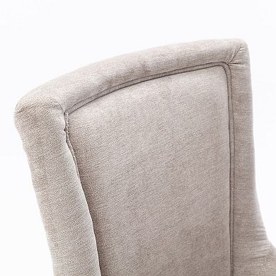 Upholstered Dining Chairs Set of 2 Fabric Seat Wood Legs for Dining Room