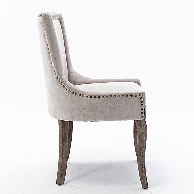 Upholstered Dining Chairs Set of 2 Fabric Seat Wood Legs for Dining Room
