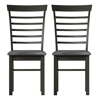Farmhouse Dining Chairs Set of 2 Upholstered Seat Rubber Wood Frame