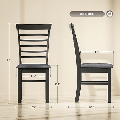 Farmhouse Dining Chairs Set of 2 Upholstered Seat Rubber Wood Frame