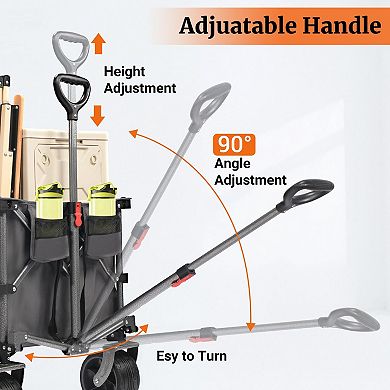 Foldable Utility Wagon Cart Rotating Wheels