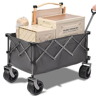 Foldable Utility Wagon Cart Rotating Wheels