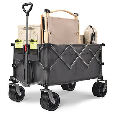 Foldable Utility Wagon Cart Rotating Wheels