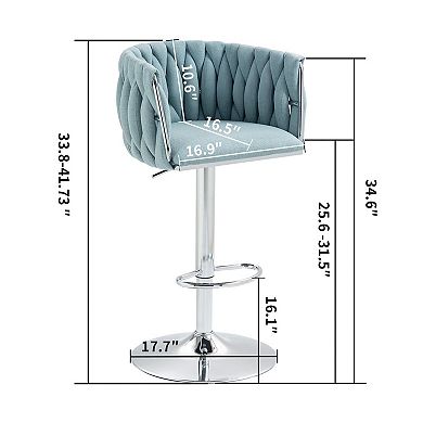 Set of 2 Swivel Bar Stools Adjustable Height Fabric Counter Chairs with Footrest