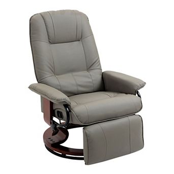 Swivel Recliner with Extendable Footrest Recline, PU Leather, Hardwood Chair