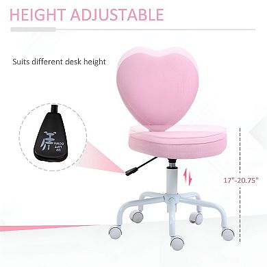 Linen Heart Back Office Chair Adjustable Swivel Vanity Chair