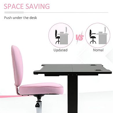 Linen Heart Back Office Chair Adjustable Swivel Vanity Chair