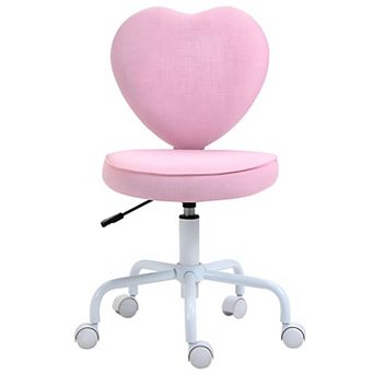 Linen Heart Back Office Chair Adjustable Swivel Vanity Chair