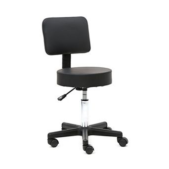 Height Adjustable Rolling Salon Stool with Backrest Round Vanity Chair