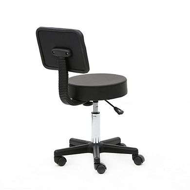Height Adjustable Rolling Salon Stool with Backrest Round Vanity Chair