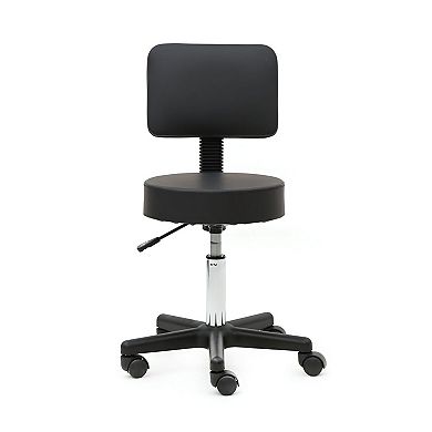 Height Adjustable Rolling Salon Stool with Backrest Round Vanity Chair