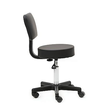Height Adjustable Rolling Salon Stool with Backrest Round Vanity Chair