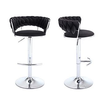 Set of 2 Fabric Swivel Accent Chair Metal Base Modern Vanity Desk Chair