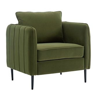 Velvet Upholstered Accent Chairs with Metal Legs Soft Cushioned Sofa for Living Room