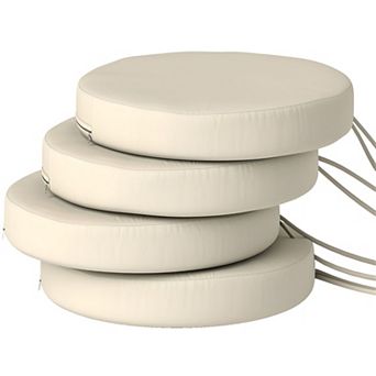 Bistro Chair Cushions Set of 4 Round Seat Pads with Tie Straps and Removable Covers