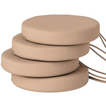 Bistro Chair Cushions Set of 4 Round Seat Pads with Tie Straps and Removable Covers