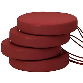 Bistro Chair Cushions Set of 4 Round Seat Pads with Tie Straps and Removable Covers