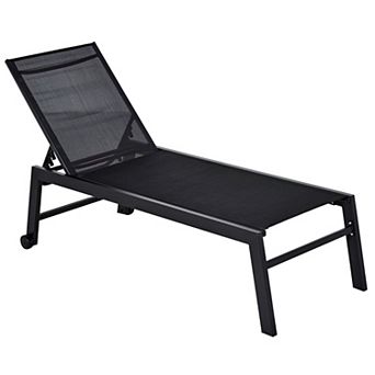 Poolside Chaise Lounge Chair with Adjustable Backrest and Rear Wheels