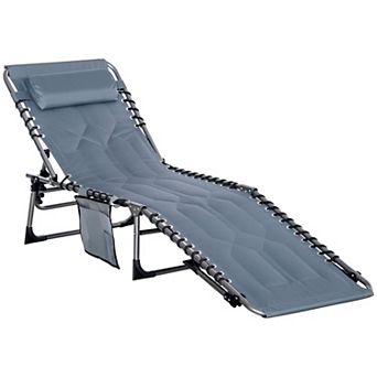 Foldable Poolside Lounge Chair with Cushion and Adjustable Backrest