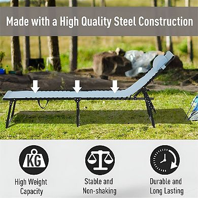 Portable Reclining Mesh Chair with Pillow Headrest for Pool Beach Camping
