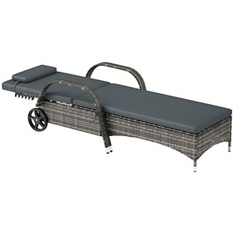 Chaise Lounge Chair with Cushion and Armrests, 5 Position Reclining Patio Chair
