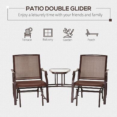 2-Seater Patio Glider Bench with Center Table