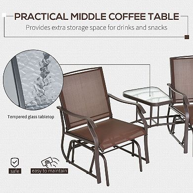 2-Seater Patio Glider Bench with Center Table
