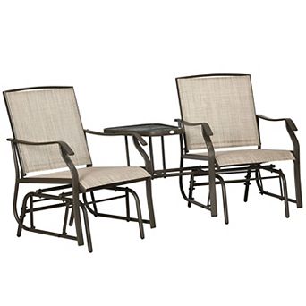 2-Seater Patio Glider Bench with Center Table