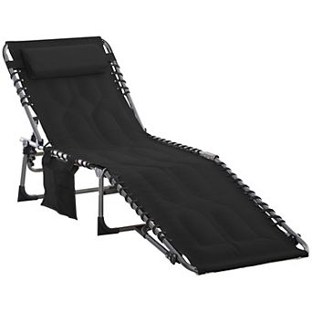 Poolside Lounge Chair with Adjustable Back Padded Seat and Side Storage
