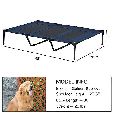 Portable Elevated Pet Bed for Large Dogs with Oxford Fabric and Mesh