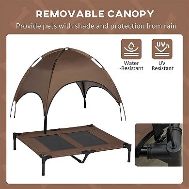 Outdoor Elevated Dog Bed with Canopy, Foldable Design, and Carry Bag