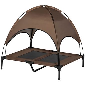 Outdoor Elevated Dog Bed with Canopy, Foldable Design, and Carry Bag