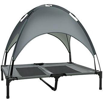Outdoor Elevated Dog Bed with Canopy, Foldable Design, and Carry Bag