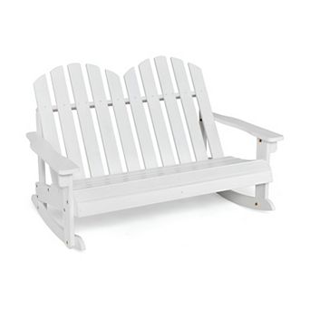 Porch Rocking Chair with High Backrest and Wide Seat Design