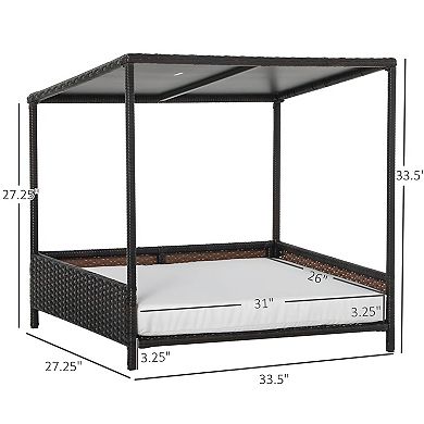 Modern Dog Bed with Cushion and Roof for Small to Medium Pets