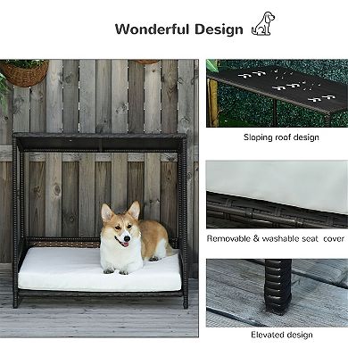 Modern Dog Bed with Cushion and Roof for Small to Medium Pets