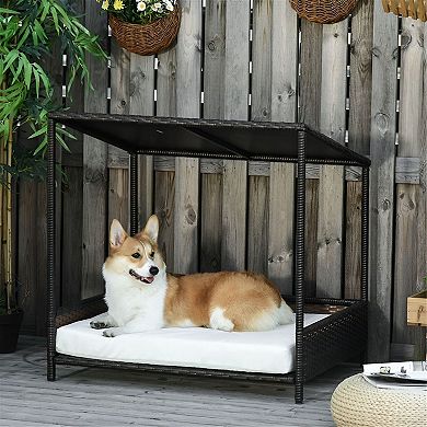 Modern Dog Bed with Cushion and Roof for Small to Medium Pets