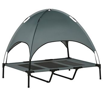 Foldable Pet Bed with Metal Frame and Canopy for Outdoor Comfort