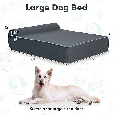 Orthopedic Dog Bed with Memory Foam and Bolster for Neck Support