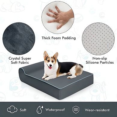 Orthopedic Dog Bed with Memory Foam and Bolster for Neck Support