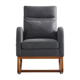 Living Room Rocking Chair with Side Pockets and Lumbar Pillow