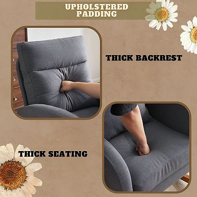 Living Room Rocking Chair with Side Pockets and Lumbar Pillow