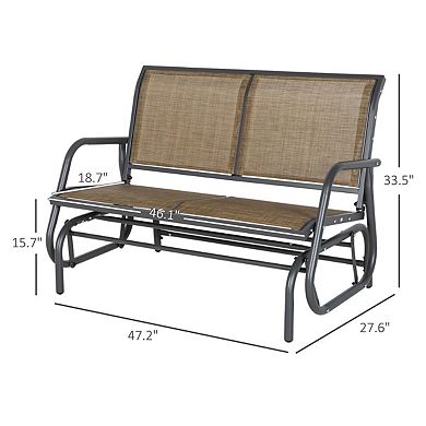 2-Person Outdoor Glider Bench with Mesh Seat and Steel Frame
