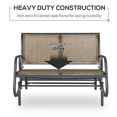 2-Person Outdoor Glider Bench with Mesh Seat and Steel Frame