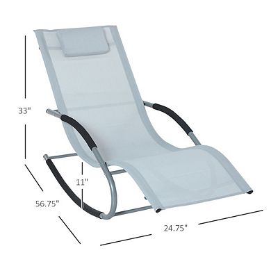 Outdoor Rocking Lounge Chair with Mesh Seat and Headrest