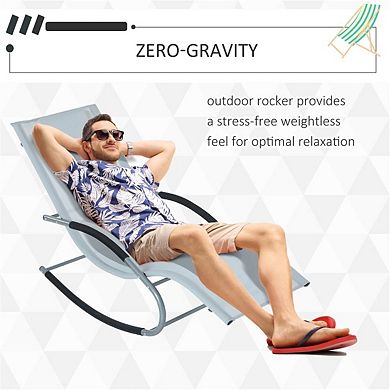 Outdoor Rocking Lounge Chair with Mesh Seat and Headrest