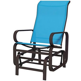 Outdoor Patio Glider Chair with Mesh Seat and Steel Frame