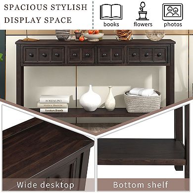 Console Table with Drawers and Shelf Entryway Sofa Table for Living Room Hallway