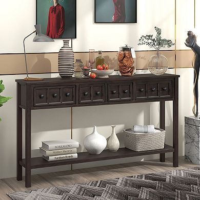 Console Table with Drawers and Shelf Entryway Sofa Table for Living Room Hallway